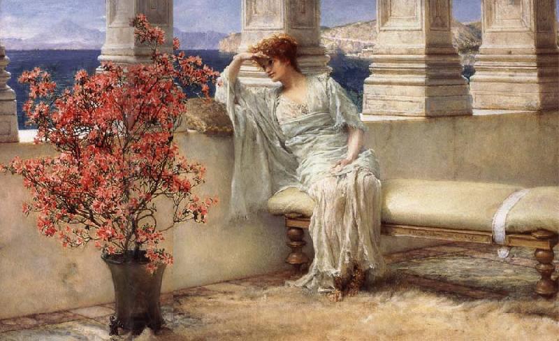 Sir Lawrence Alma-Tadema,OM.RA,RWS Her Eyes are with Her Thoughts and They are Far away France oil painting art